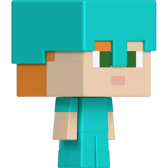 Minecraft Alex in Diamond Armor Mini Action Figure, Mob Head Minis Toy with Pixelated Design