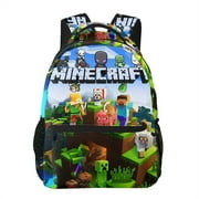 WINQQ Minecraft Anime Backpack Unisex 17 Inch School Backpack for Boys Girls Leisure Travel Outing Hiking Bag Travel Bag Computer Bag