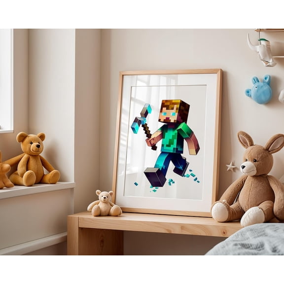 Minecraft Anime Wall Art Poster – Bold Pixel Gaming Room Decor 8x12 UNFRAMED