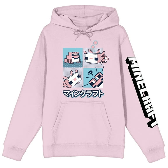 Minecraft Axolotl Long Sleeve Cradle Pink Adult Hooded Sweatshirt-XL