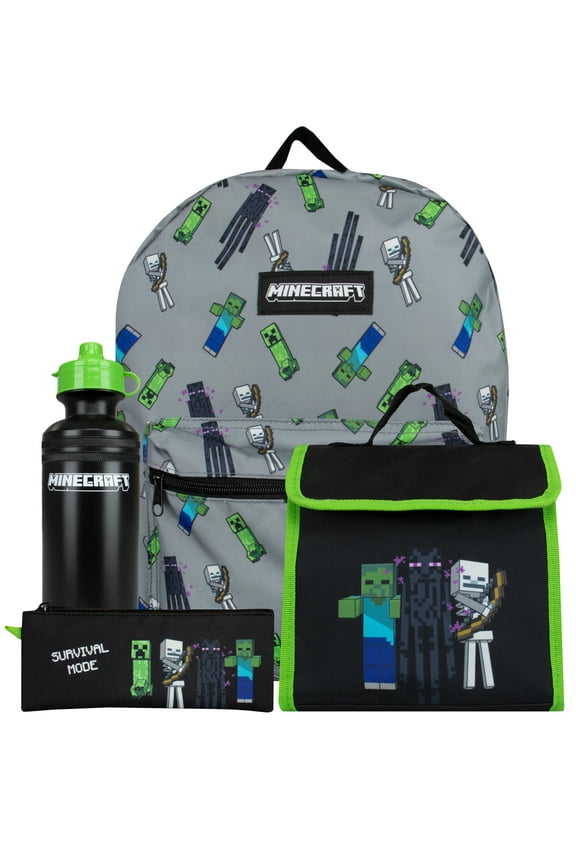 Backpack 4 Piece Set Grey One Size