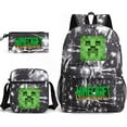 thumbnail image 1 of Minecraft Backpack Game My World Student Large Capacity Printed Three-Piece Set Backpack for Men and Women,Lightning Black~1, 1 of 11