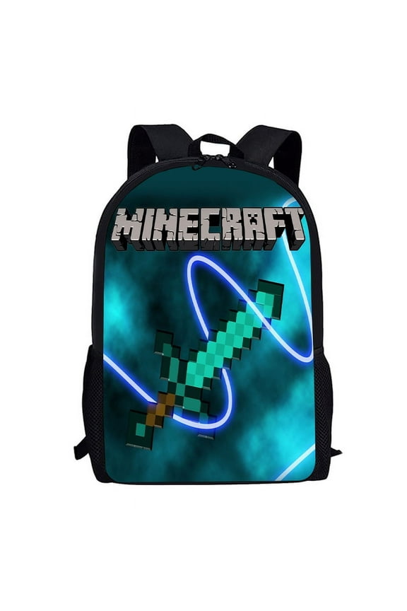 Minecraft Backpack| Gamer Black Rucksack | Green Creeper Zombie Skeleton Enderman & Cave Spider
