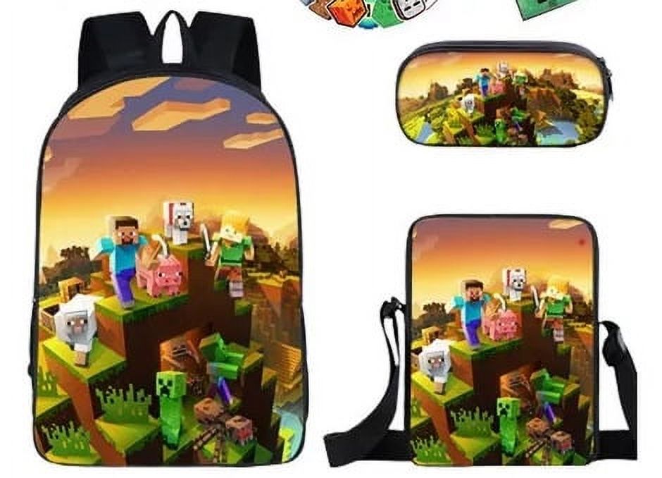 Minecraft Backpack| Gamer Black Rucksack | Green Creeper Zombie ...