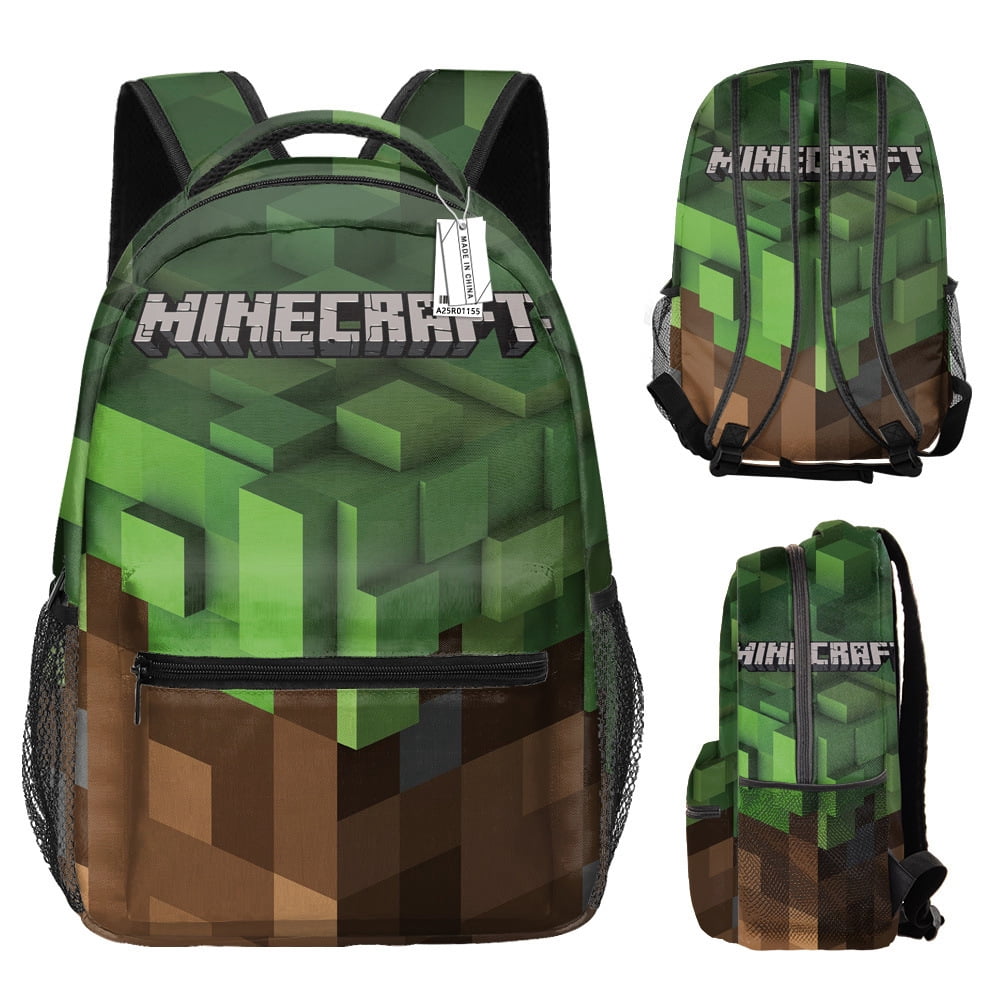 Minecraft Rucksack Item Minecraft Backpack| Gamer Black Rucksack | Green Creeper Zombie ...