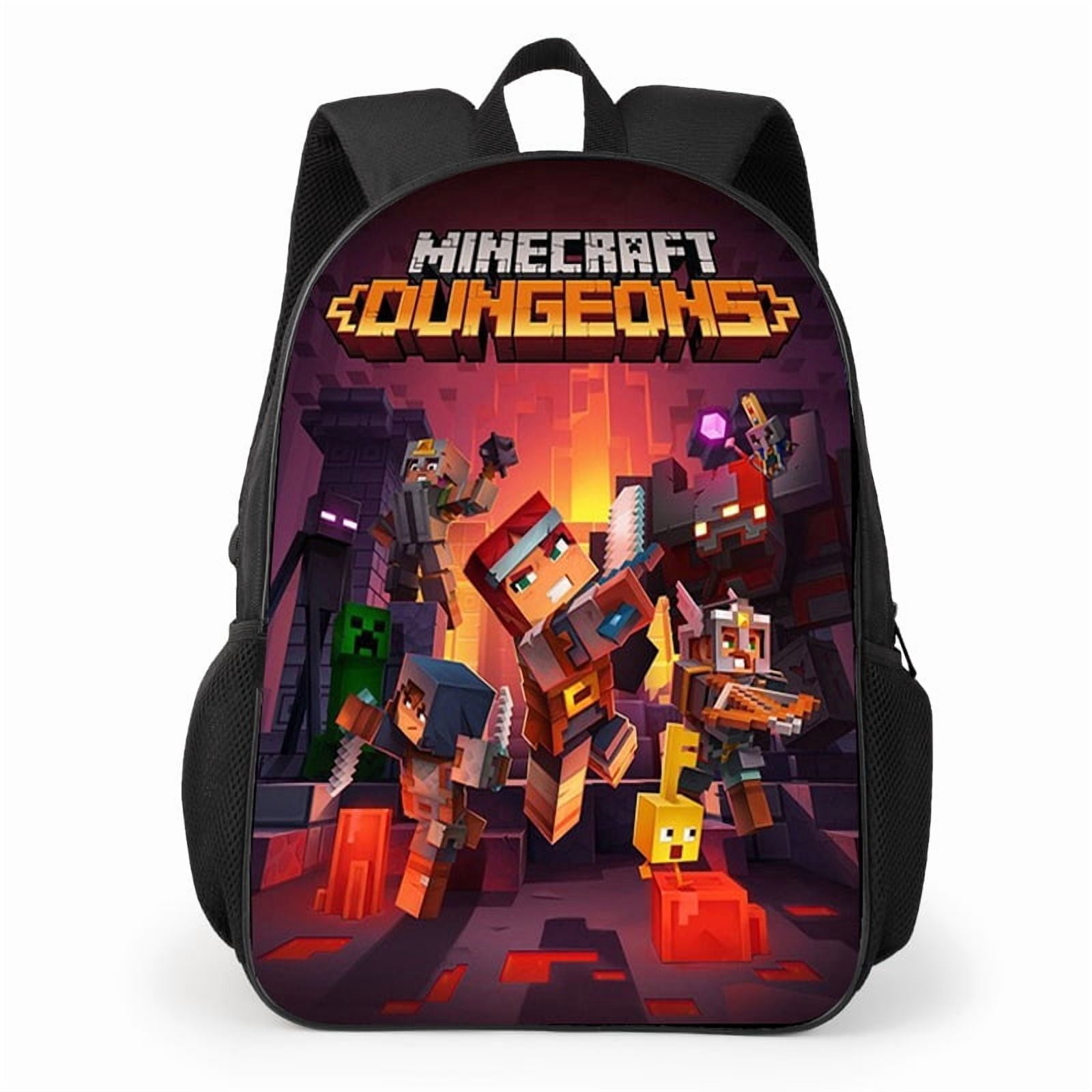 Minecraft Backpack| Gamer Black Rucksack | Green Creeper Zombie ...