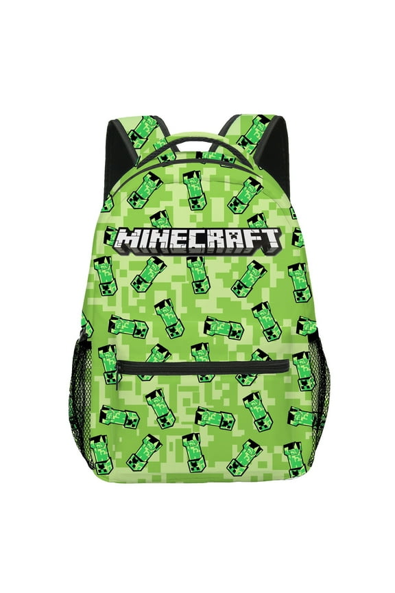 Minecraft Backpack| Gamer Black Rucksack | Green Creeper Zombie Skeleton Enderman & Cave Spider