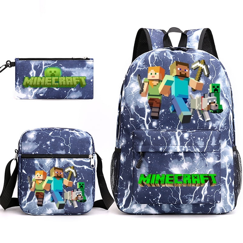 Minecraft Rucksack Item Minecraft Backpack| Gamer Black Rucksack | Green Creeper Zombie ...