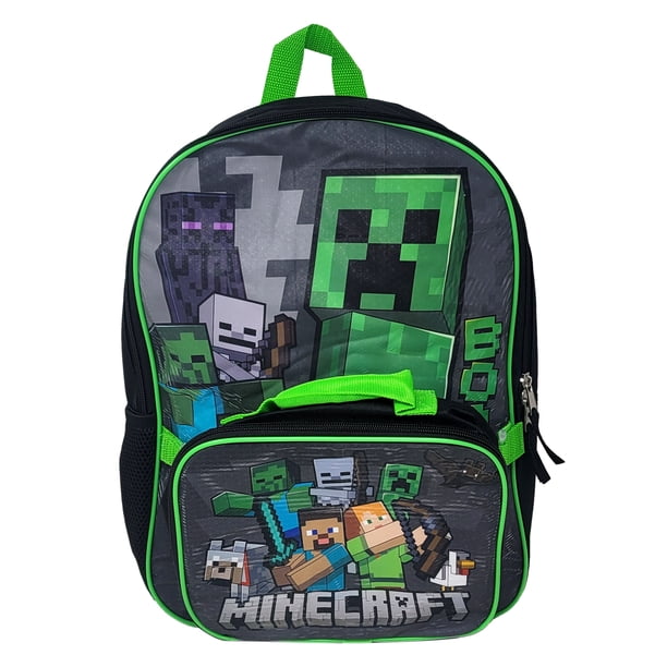 Minecraft Backpack & Lunch Bag Insulated Detachable Creeper Alex Steve ...