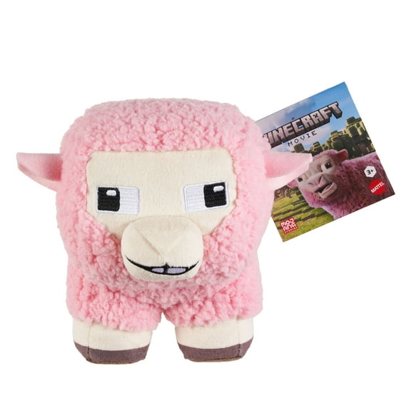 Minecraft Pink Sheep Plush Toy, 8-inch Collectible Soft Doll Inspired by A Minecraft Movie