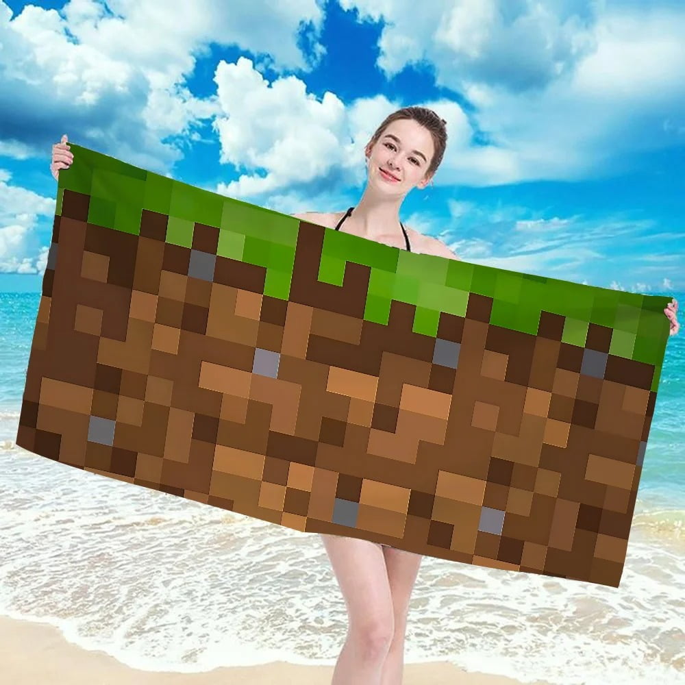 Minecraft Bathrobe and Towel Set Adult Size Hooded Spa Wrap Large Beach ...