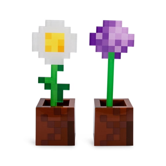 Minecraft Battery Powered Daisy and Allium Flower Night Lights, (2 Pack)