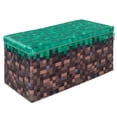 thumbnail image 1 of Minecraft: Bench Storage Box - Large - Pixel Grass Block, Collapsible Toy Storage w/ Lid, Footrest, 11.8 x 23.6 x 11.8", Game Theme Decor, Licensed, 1 of 6