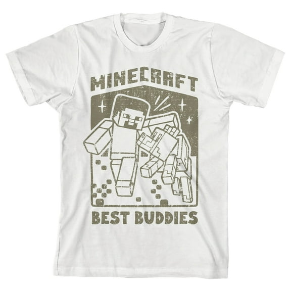 Minecraft Best Buddies Youth Boy's White T-Shirt-Large