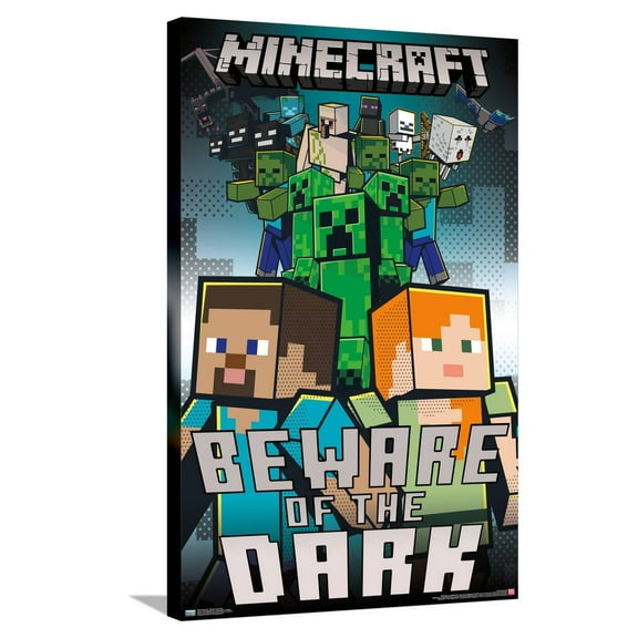 Minecraft - Beware Of The Dark Canvas Wall Poster, 22.375" x 34"