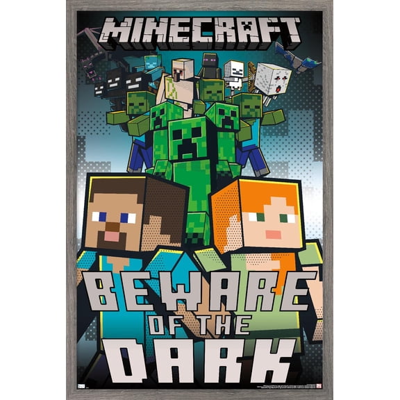 Minecraft - Beware Of The Dark Wall Poster, 14.725" x 22.375", Framed