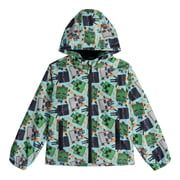 Minecraft Big Boys' Hooded Zip-Up Rain Jacket Minecraft Light Blue