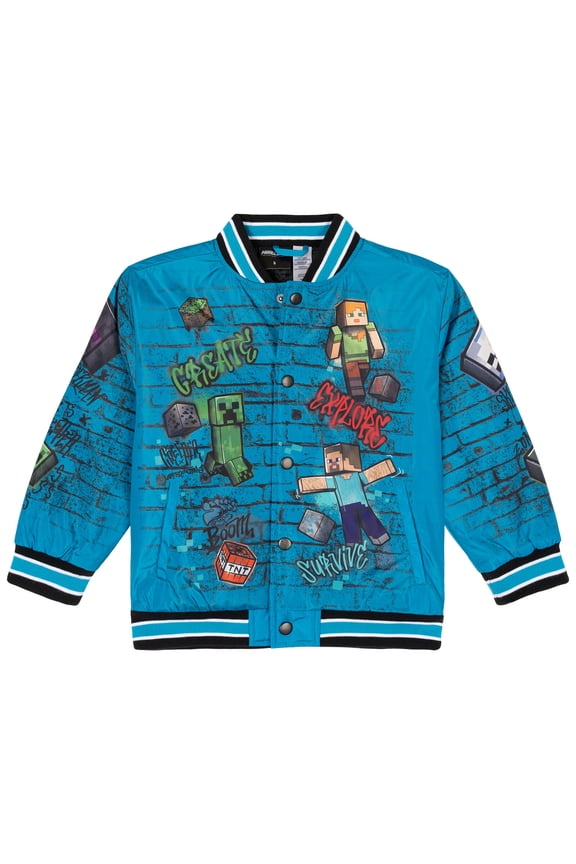 Big Boys' Varsity Bomber Jacket Teal Brick