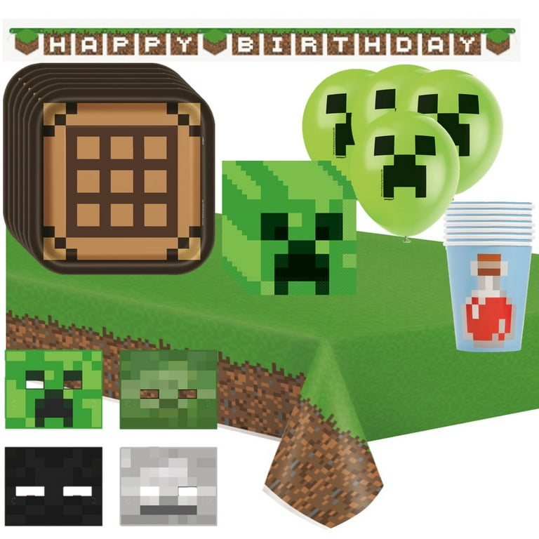 Minecraft Birthday Party Supplies for 16 with Banner by Unique Industries