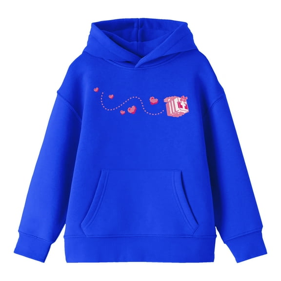 Minecraft Block Butterfly Flying Youth Royal Blue Graphic Hoodie-Medium