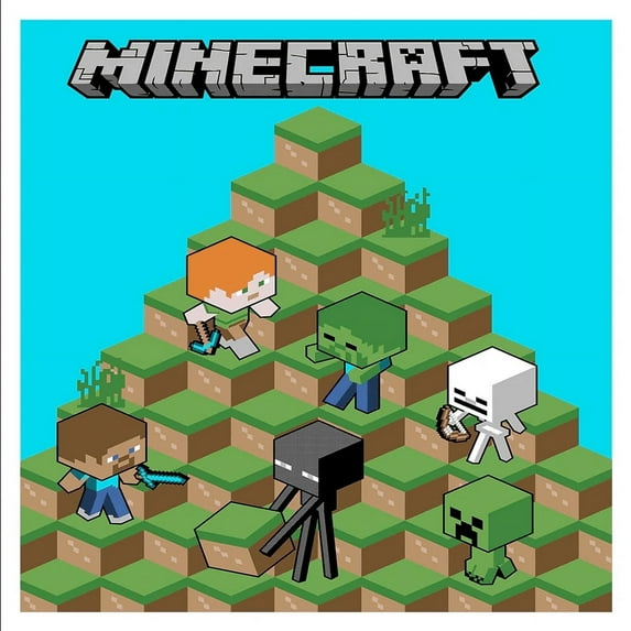 Minecraft Blocks Blue Polyester Throw, 60" x 80"
