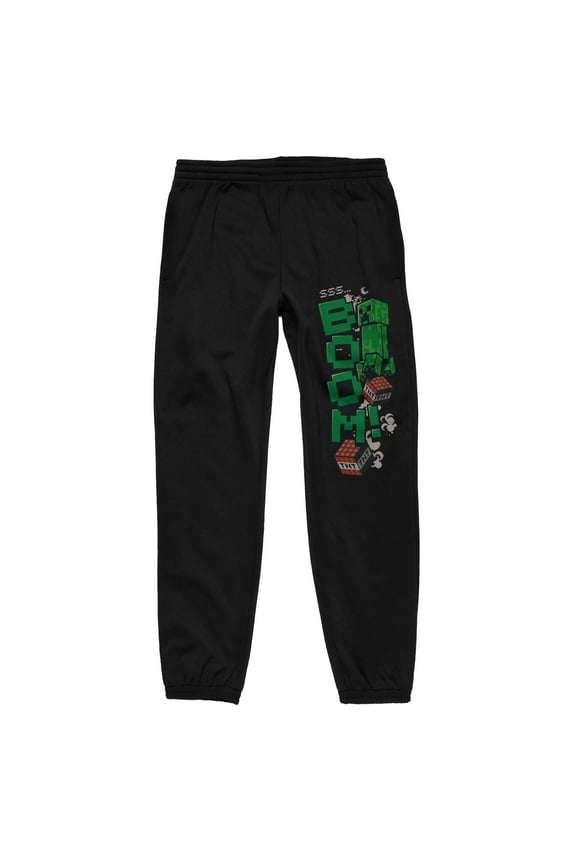 Minecraft Boom Youth Black Joggers-Medium