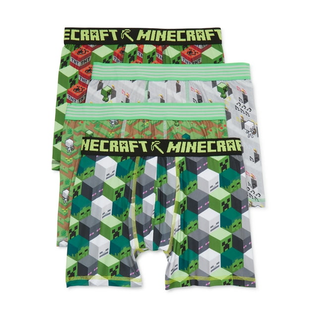 Minecraft Boy's All Over Print Boxer Briefs Underwear, 4Pack, Sizes XS