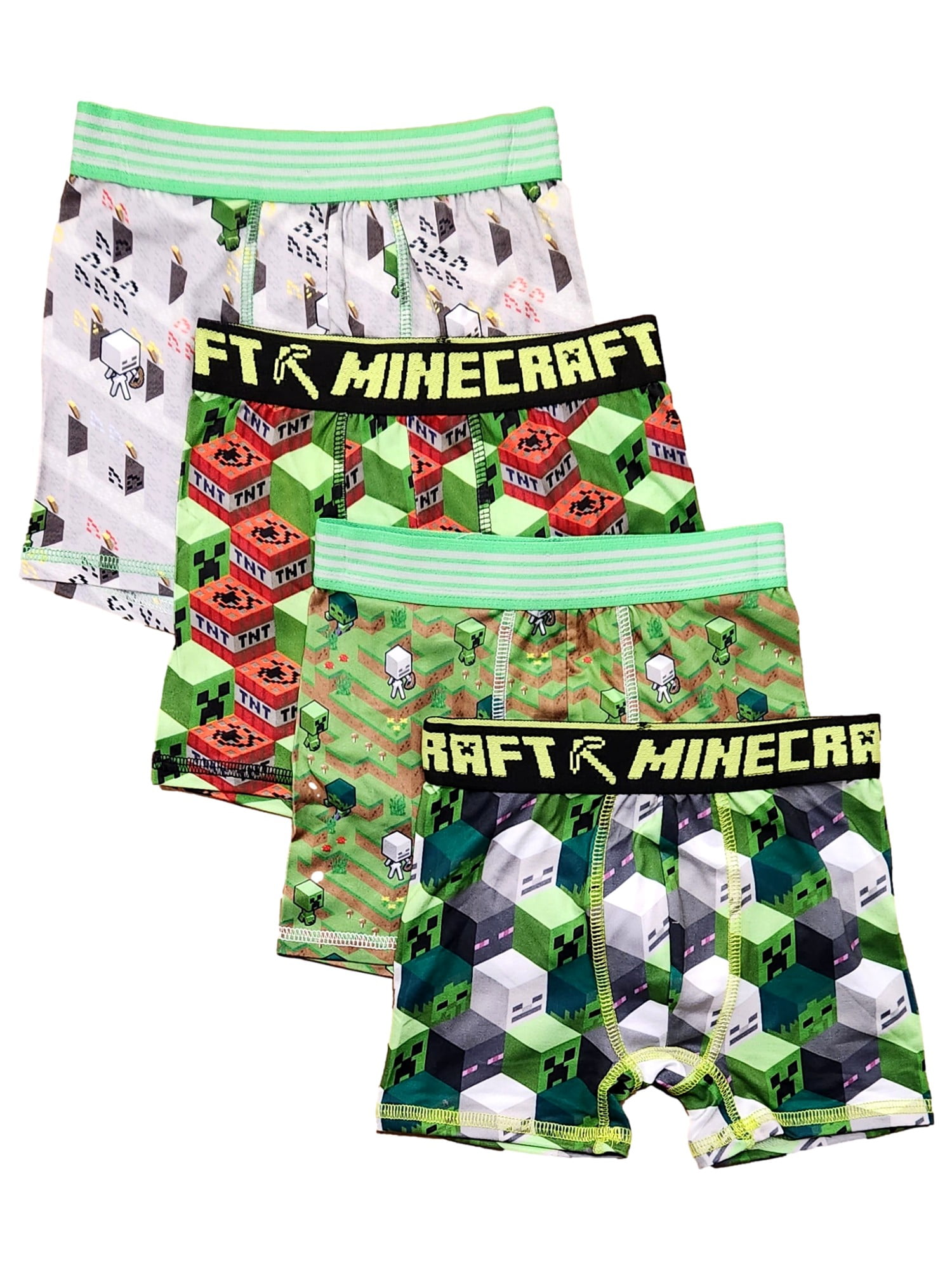 Minecraft Boy's All Over Print Boxer Briefs Underwear, 4-Pack, Sizes XS-XL