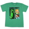 thumbnail image 1 of Minecraft Boy's Creeper Steve and Alex Panel Graphic Print T-Shirt, 1 of 3