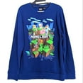 thumbnail image 1 of Minecraft Boy's Navy Blue Cute Character Logo Long Sleeve Lightweight Sweatshirt, Small, 1 of 3