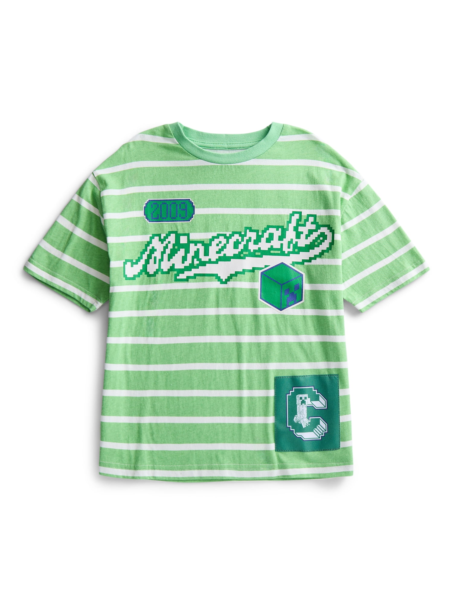 Minecraft Boy's Stripe Tee, Crew Neck, Short Sleeve, Graphic T-Shirt, Sizes XS - 2XL