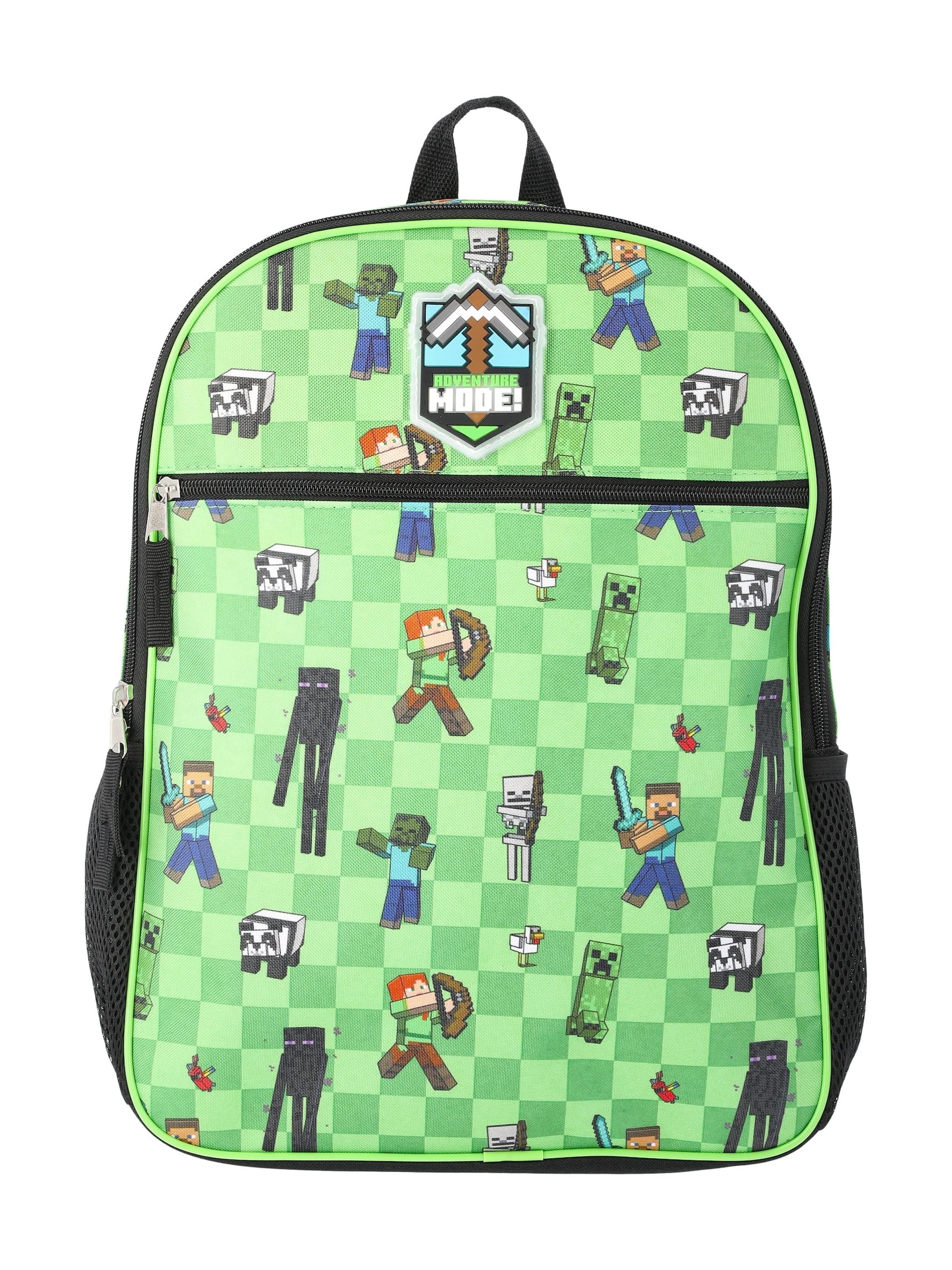 Minecraft Kids' Backpack with Lunch Bag 4-Piece Set Green