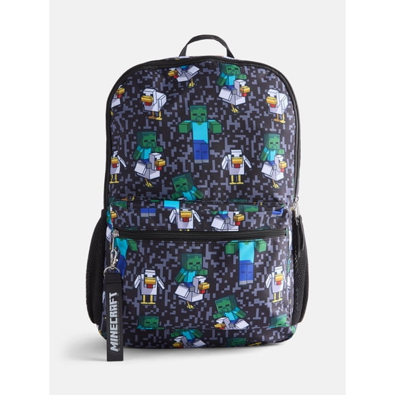 Minecraft Boys 17" Chicken Jockey Backpack, Black