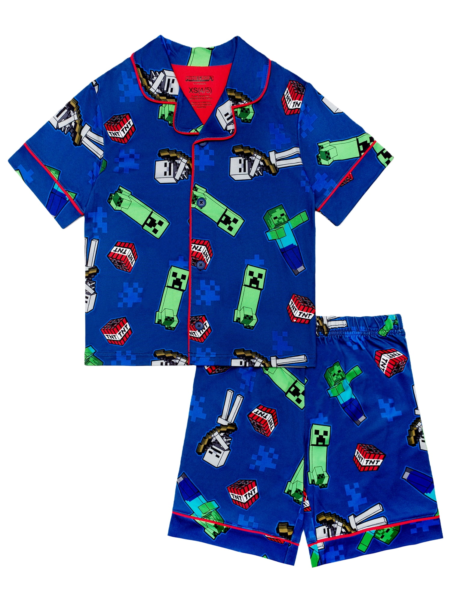 Minecraft Boys 2-Piece Coat and Short Pajama Set, Sizes 4-12