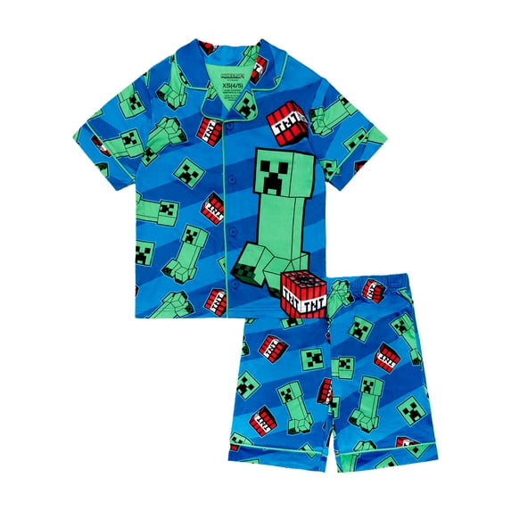 Minecraft Boys 2-Piece Coat and Short Pajama Set, Sizes 4-12