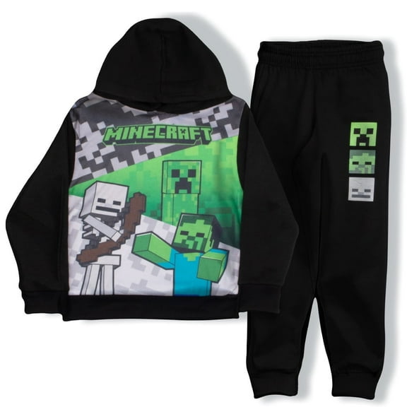 Minecraft Boys 2 Piece Fleece Pants Sets, Pullover Hoodie and Jogger Set for Boys (Sizes 4-16)