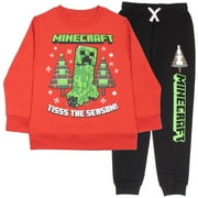 Minecraft Boys 2-Piece Set - Holiday Sweatshirt & Jogger Pants 2-Pack Bundle Set for Kids and Toddlers (Size 4-12)