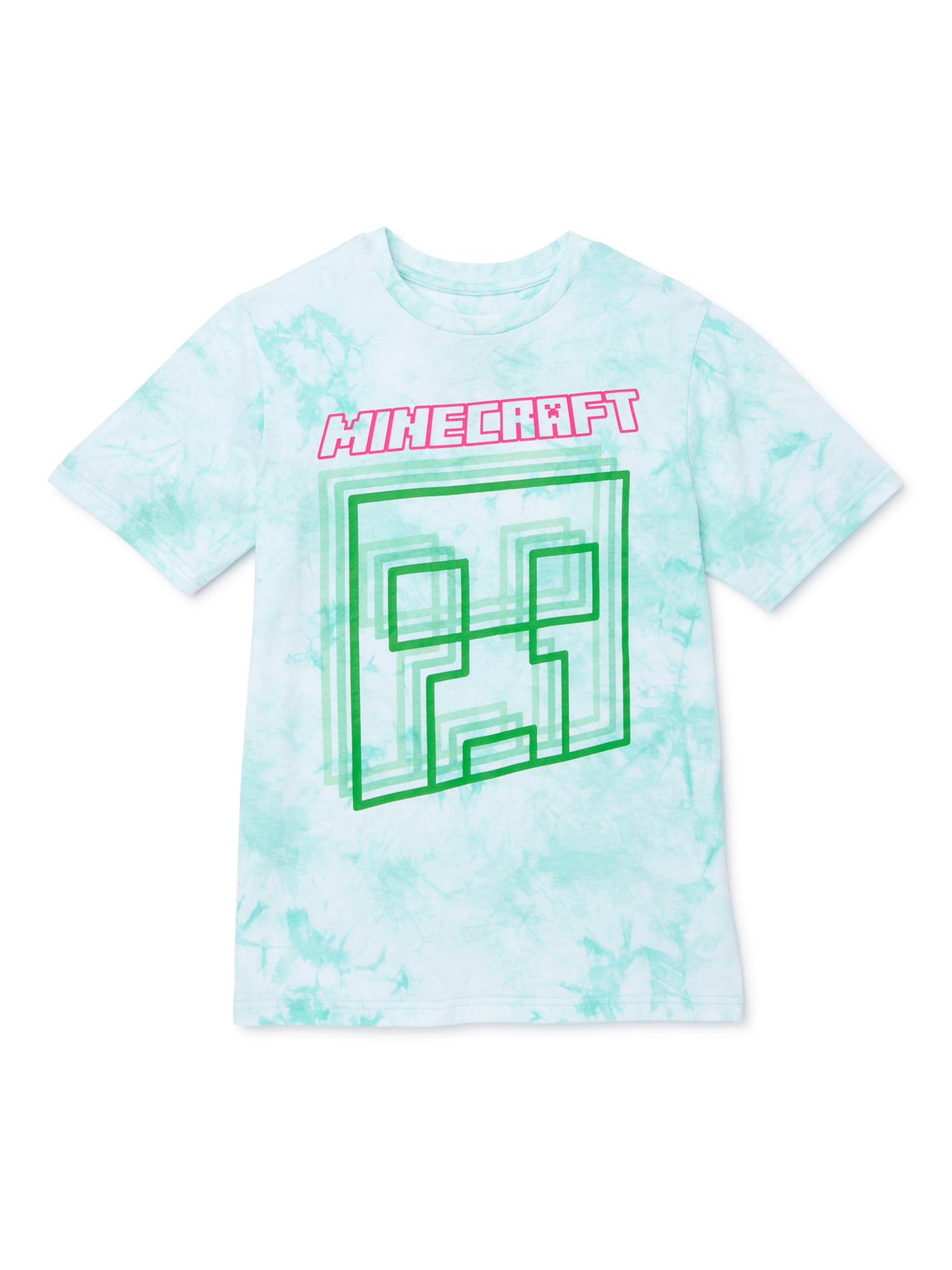 T-Shirt Minecraft Garçon - Design Creeper Noir, Manches Courtes, 100% Coton (Taille 7-14 Ans)