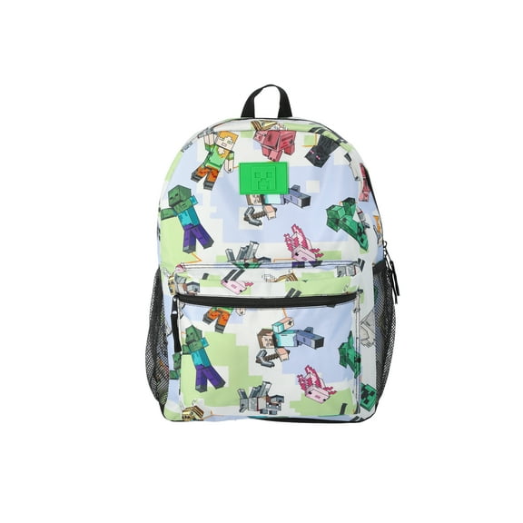 Minecraft Boys' 17" Allover Printed Backpack, Light Blue