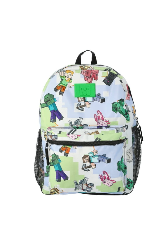 Minecraft Boys' 17" Allover Printed Backpack, Light Blue