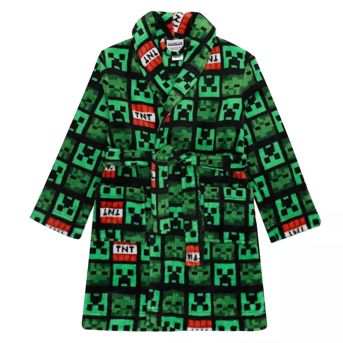 Minecraft Boys Bath Robe Size 8 Black Green Creeper TNT Bathrobe ...