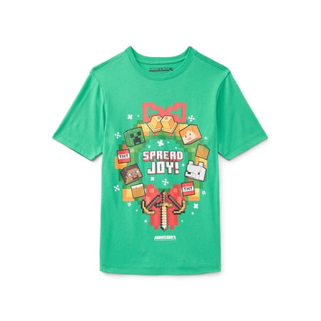 Minecraft, Boys' & Big Boys' Graphic Christmas Tee, Spread Joy, Sizes 4-18