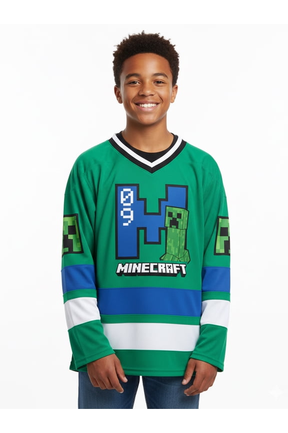 Boys and Big Boys Game Over Creeper Graphic Hockey Jersey, Sizes 4-18