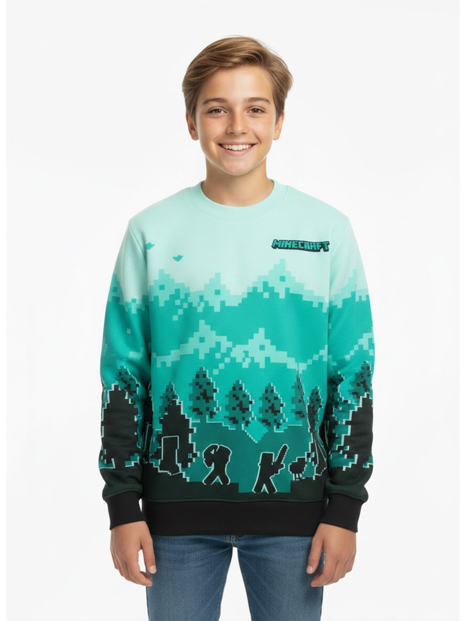 Minecraft, Boys' & Big Boys' Graphic Scenic Sweatshirt, Sizes XS-XXL