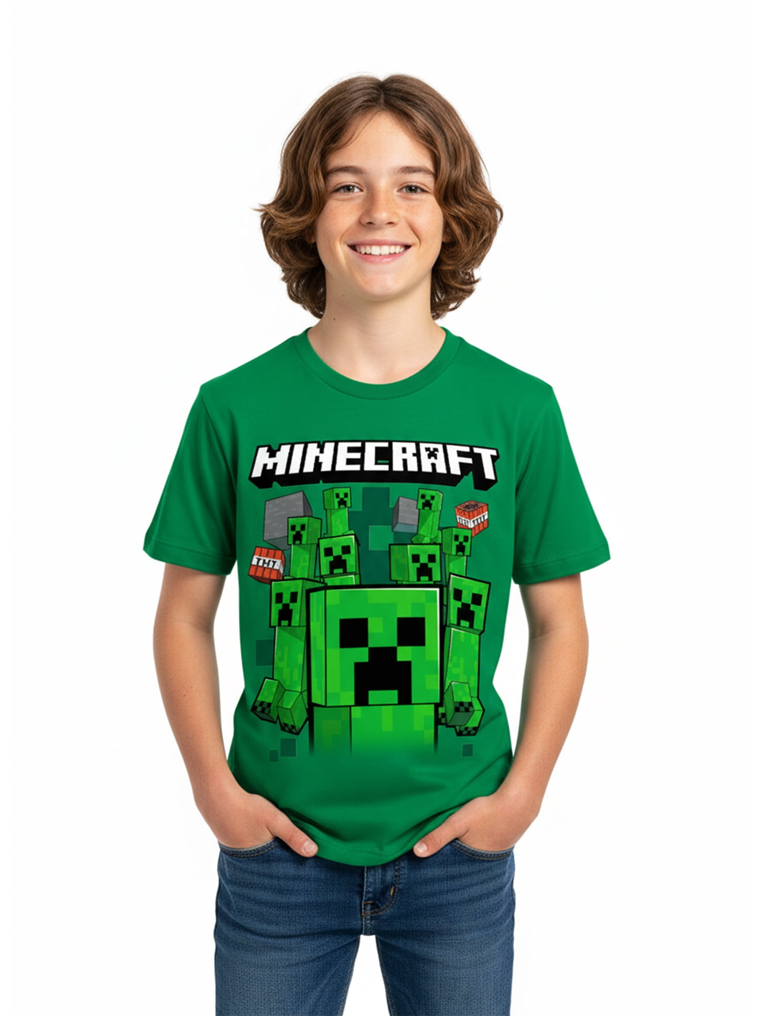 Minecraft, Boys' & Big Boys' Graphic T-Shirt, Creepers Night, Sizes 4-18