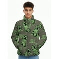 thumbnail image 1 of Minecraft Little and Big Boys Creeper Zip Puffer Jacket, Lightweight, Sizes 4-16, 1 of 5