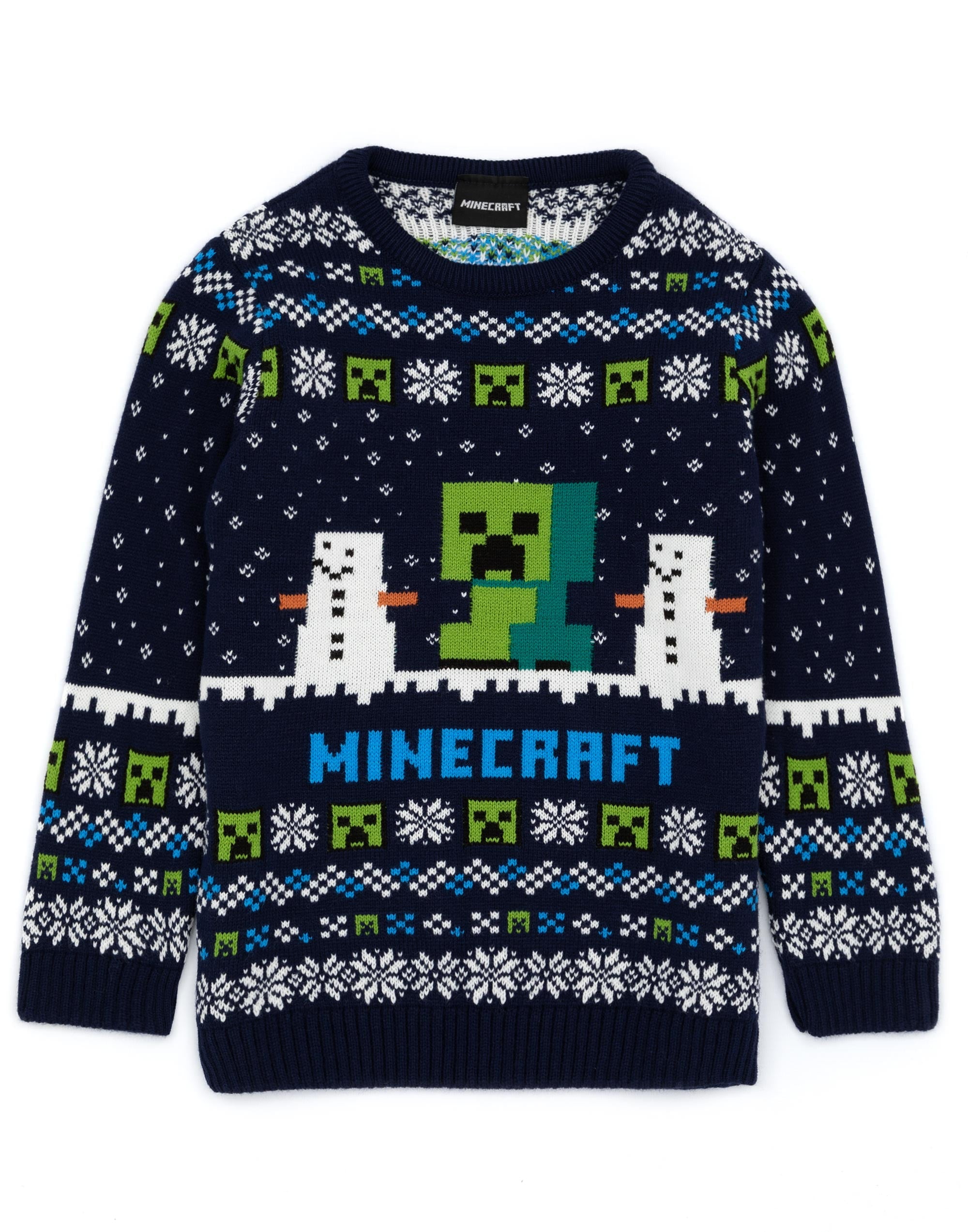 Minecraft Boys Holiday Sweater, Green Knitted Creeper Christmas 