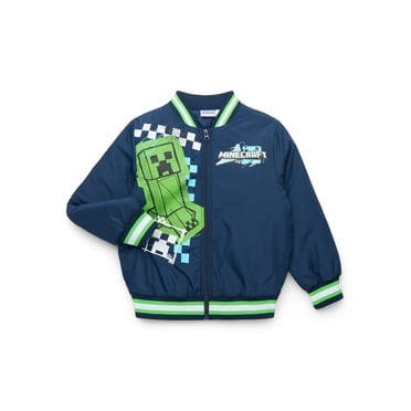 Minecraft Boys Bomber Jacket with Long Sleeves, Sizes 4-12