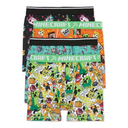 Minecraft Boys Boxer Brief Underwear, 4-Pack, Sizes 4-10