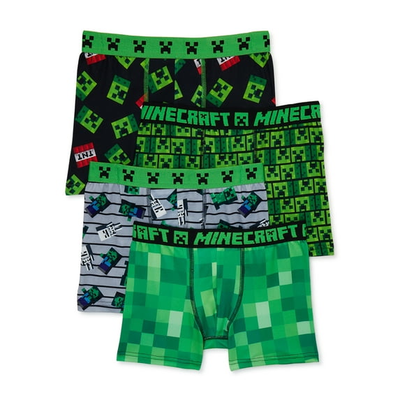 Minecraft Boys Boxer Brief Underwear, 4-Pack, Sizes 4-14
